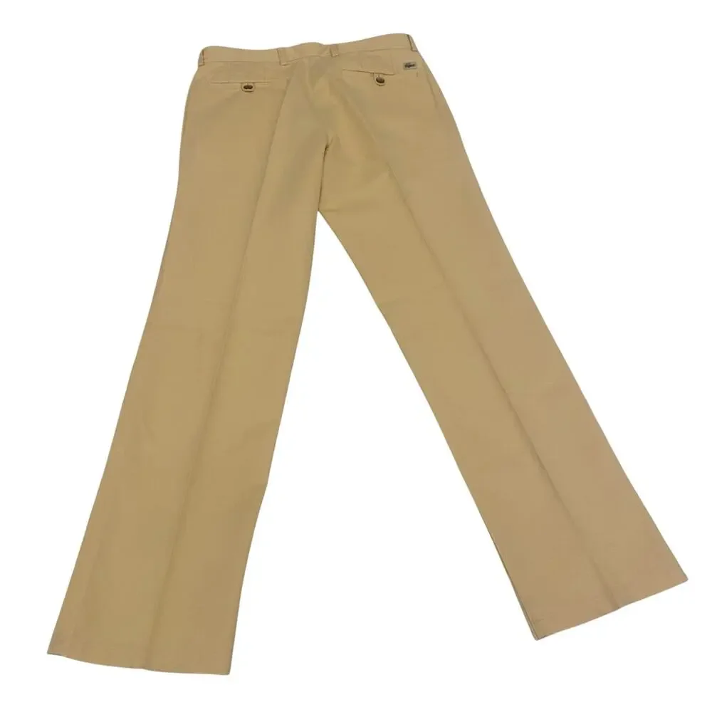 Lacoste Pants Men's Chino Flat Front Size 40 Yellow Regular Fit Made in Peru